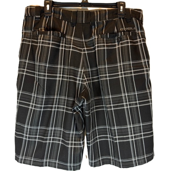O'Neill Other - O'Neill Men's Plaid Shorts Black 36x9 Flat Front Casual Skate Streetwear Logo